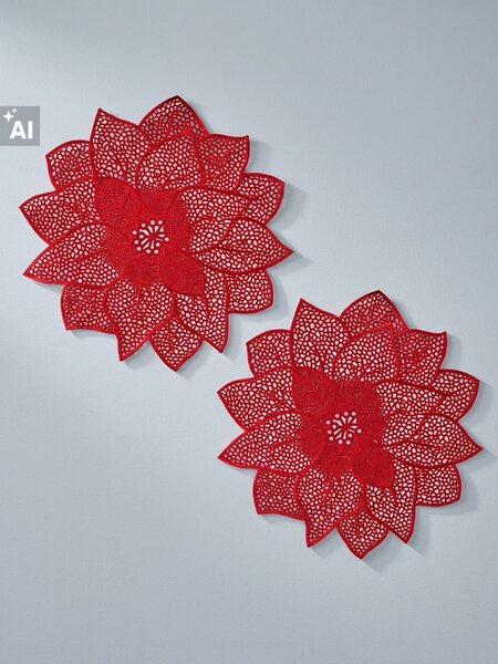 Sinsay - Karácsonyi mikulásvirág alakú tányéralátétek 2 pack - piros
