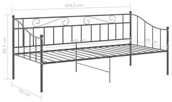 VidaXL fekete fém kanapéágykeret 90 x 200 cm