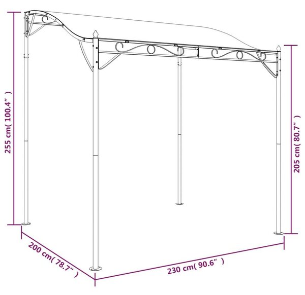VidaXL Kerti Pavilon - Acél, Poliészter - 2x2,3m