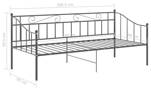 VidaXL fekete fém kanapéágykeret 90 x 200 cm