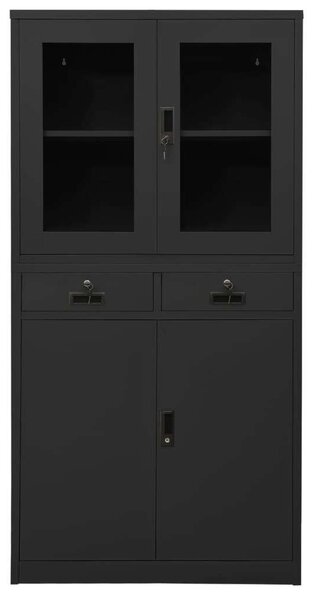 VidaXL antracit acél és edzett üveg irodai szekrény 90x40x180 cm