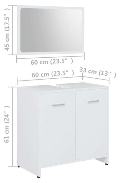 VidaXL Fürdőszoba Bútorszett - 4 részes - Fehér