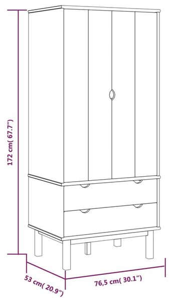 Vidaxl Ottava Gardrób - Fenyőfa - 76,5x53x172 cm