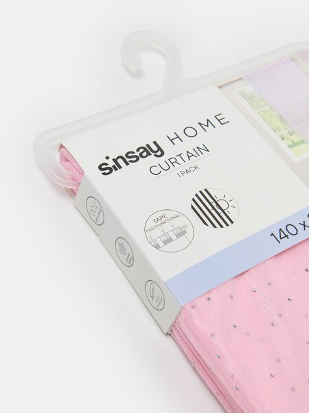 Sinsay - Félig áttetsző függöny behúzó szalaggal és strasszokkal - pasztellpink