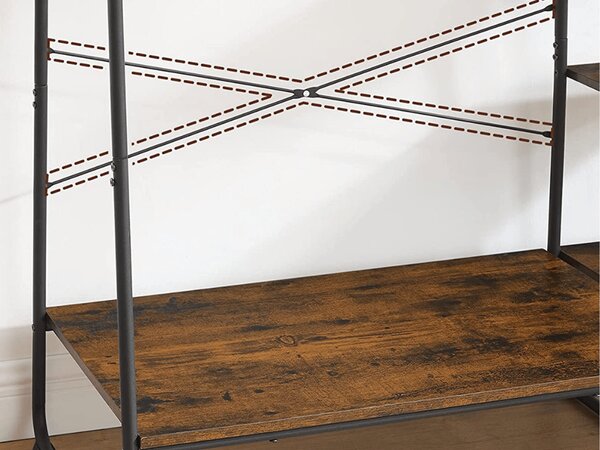 Ruhaállvány polcokkal TAYLOR 160x120 cm, rusztikális barna
