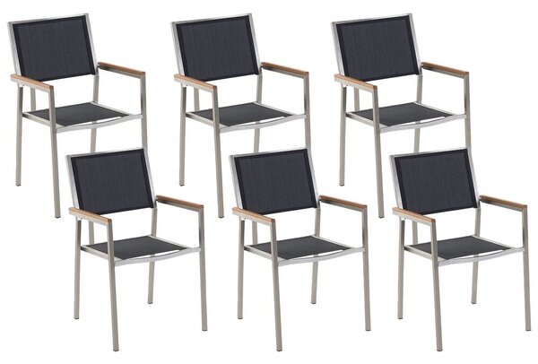 Fekete kerti szék hatdarabos szettben GROSSETO