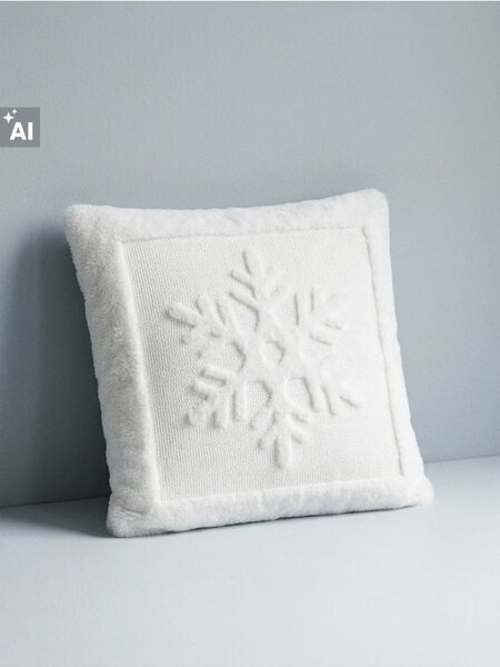 Sinsay - Karácsonyi díszpárnahuzat hópehelymotívummal - fehér