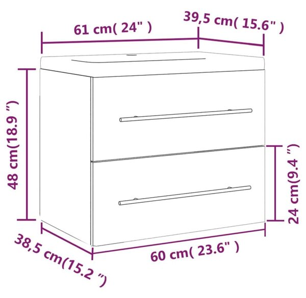 VidaXL Fürdőszoba Szekrény - Füstös Tölgy - 60cm