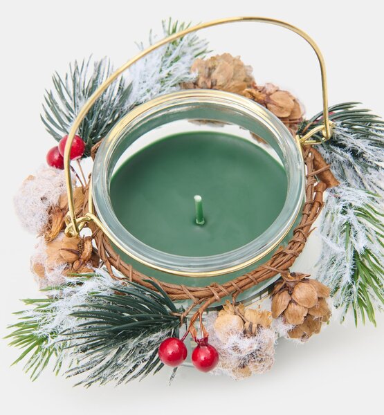 Sinsay - Karácsonyi illatgyertya dekoratív ágakkal Sandalwood - zöld
