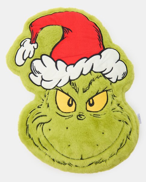 Sinsay - Műszőrme dekoratív párna karácsonyi mintával Grinch - zöldessárga