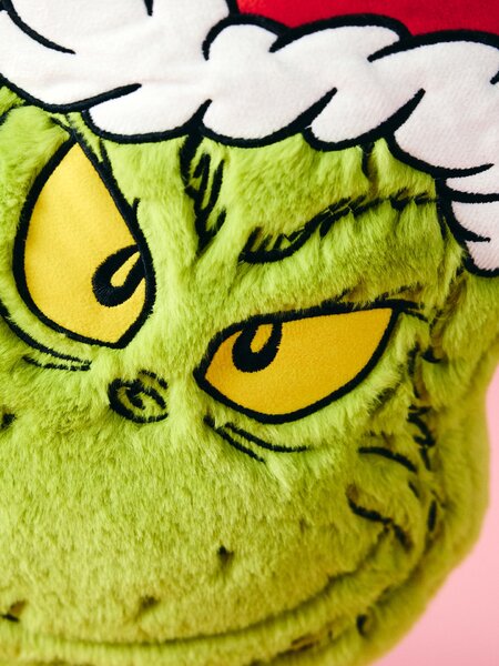 Sinsay - Műszőrme dekoratív párna karácsonyi mintával Grinch - zöldessárga