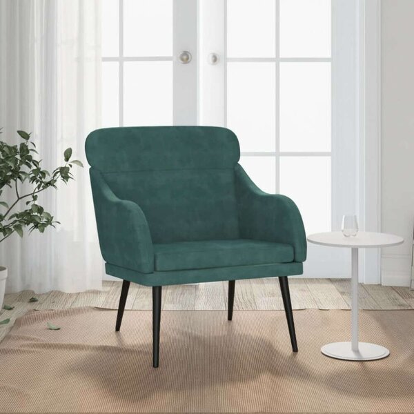 VidaXL Bársonyfotel - Sötétzöld - 76x63x80 cm