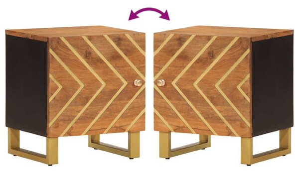 Mangófa Éjjeliszekrény Szett - 2 db - Barna-Fekete - Geometrikus
