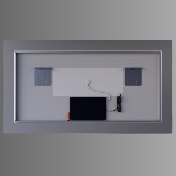 120x80cm fekvő fürdőszobai LED tükör dupla mosdóhoz | Páramentesítő - Beépített óra - Fényerő és színhőmérséklet szabályozás | Welland Luxury-Line Kath