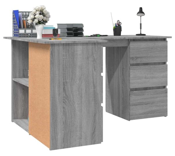 VidaXL Sarokíróasztal - Sonoma Szürke - 145x100x76 cm