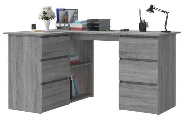 VidaXL Sarokíróasztal - Sonoma Szürke - 145x100x76 cm