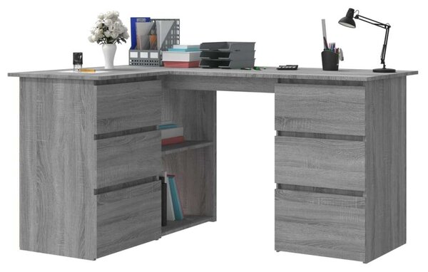 VidaXL Sarokíróasztal - Sonoma Szürke - 145x100x76 cm
