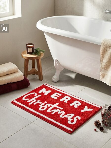 Sinsay - Fürdőszobai szőnyeg Merry Christmas felirattal - piros
