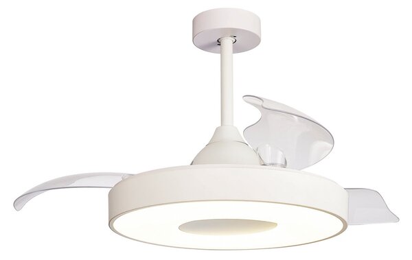 Coin LED mennyezeti ventilátor, fehér, csendes DC-meghajtás, CCT – Mantra Mantra Iluminación, Coin, dimmable, Fehér, Nappali, Műanyag, Modern