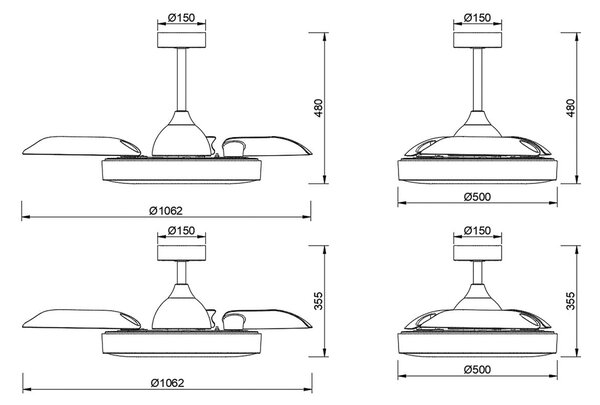 Coin LED mennyezeti ventilátor, fekete, csendes DC-meghajtás, CCT – Mantra Mantra Iluminación, Coin, dimmable, Fekete, Nappali, Műanyag, Modern