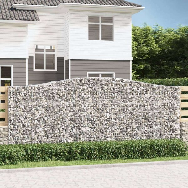 VidaXL 9 db íves horganyzott vas gabion kosár 400x50x160/180 cm