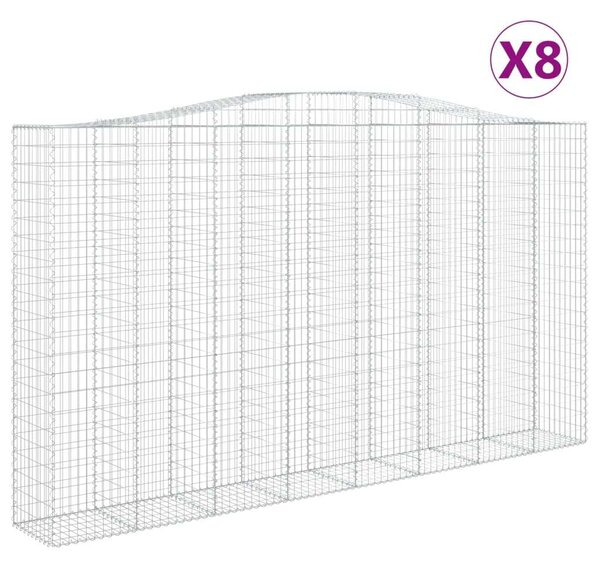 VidaXL 8 db íves horganyzott vas gabion kosár 400x50x220/240 cm