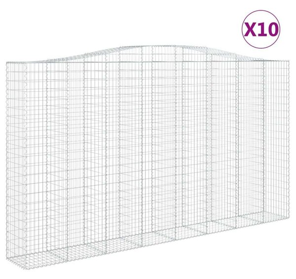 VidaXL 10 db íves horganyzott vas gabion kosár 400x50x220/240 cm