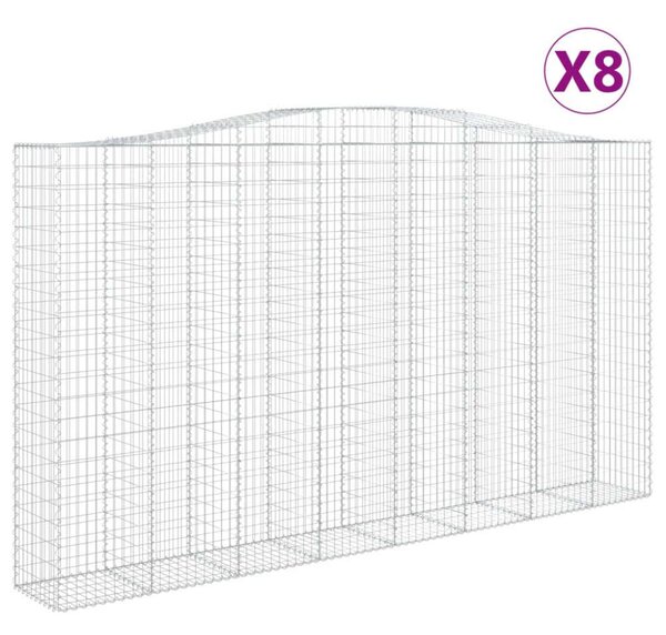 VidaXL 8 db íves horganyzott vas gabion kosár 400x50x220/240 cm