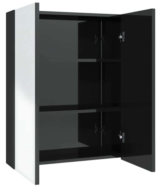VidaXL Fürdőszobaszekrény - Tükör - Fekete - 60x15x75 cm
