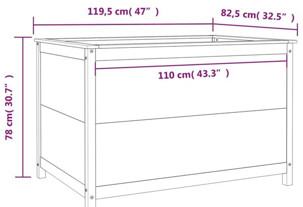 VidaXL Fekete Fenyőfa Magaságyás - 120x82x78 cm