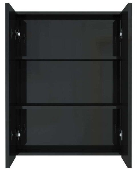 VidaXL Fürdőszobaszekrény - Tükör - Fekete - 60x15x75 cm