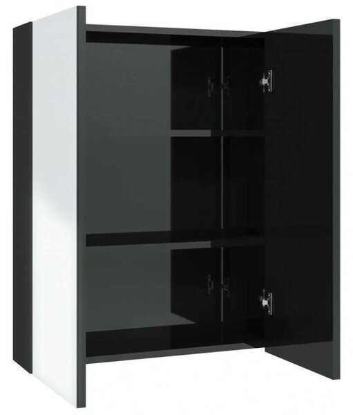 VidaXL Fürdőszobaszekrény - Tükör - Fekete - 60x15x75 cm
