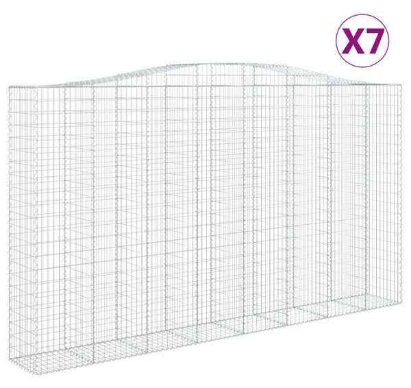 VidaXL 7 db íves horganyzott vas gabion kosár 400x50x220/240 cm