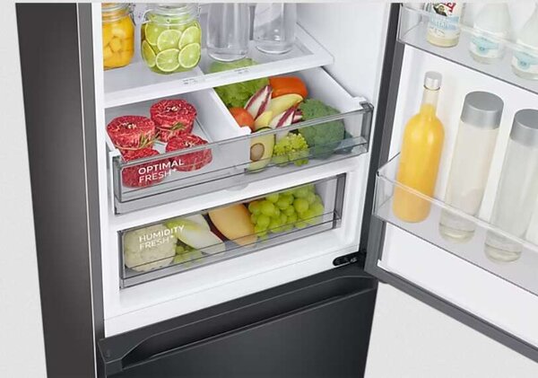 Samsung RB38C7B6DB1/EF Bespoke Alulfagyasztós hűtőszekrény, 390L, M: 203 cm, SpaceMax™ technológia, WiFi, NoFrost, D energiaosztály, Fekete