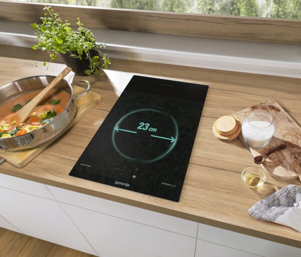 Gorenje GI3201BC Beépíthető indukciós főzőlap, 30 cm, 2 főzőzóna, BigZone, PowerBoost, Fekete