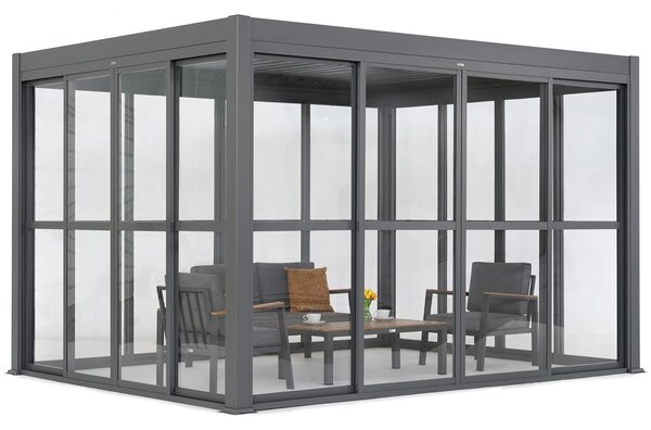 Lagos 3x4 3x4 szabadon álló terasz pergola négyoldalú ajtóval Garden Point antracit