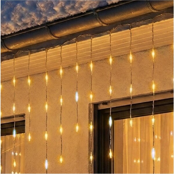 HOME KKF1200D20M LED-es sziporkázó fényfüggöny, 20 méter, 1200db melegfehér DOT LED, adapteres tápellátás, kül- és beltéri kivitel