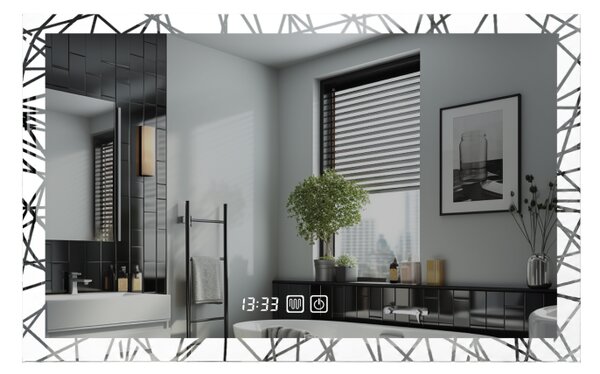 Luxus LED fürdőszoba tükör 90×70 óra és páramentesítés