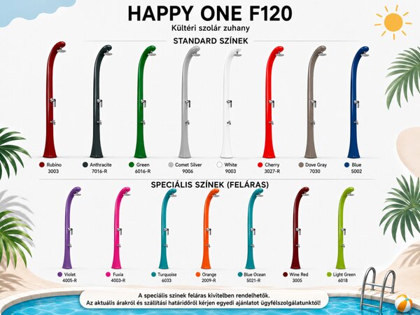 Happy One F120 kerti szolár zuhany lábmosóval