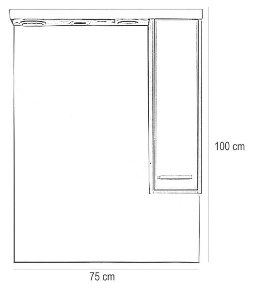 Nerva Fürdőszoba Szekrény - Tükrös - 75 cm - Rauna Szil