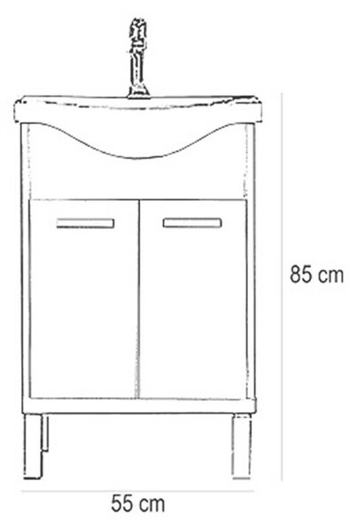 Nerva 55 cm-es bútorhoz alsószekrény mosdóval fehér