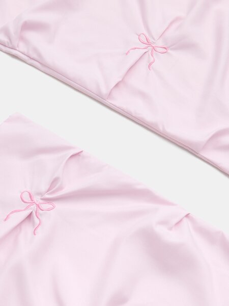 Sinsay - Párnahuzat szett fodrokkal és masni hímzéssel - pasztellpink