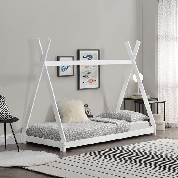 Tipi indián sátor gyerekágy Onejda 90x200 cm fenyőfa fehér [en.casa]
