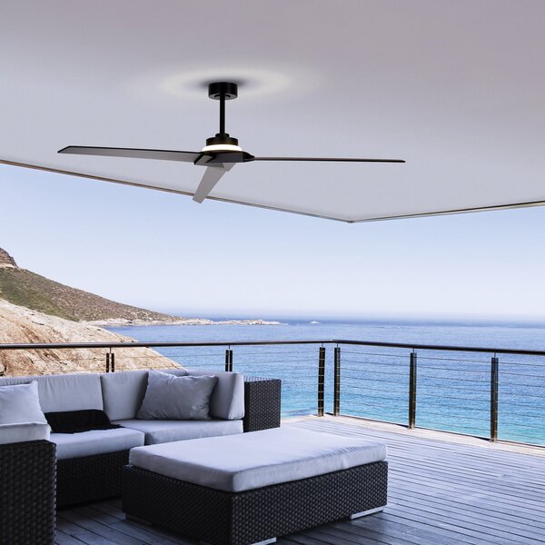 Brisa LED mennyezeti ventilátor, fekete/fa, DC, csendes – Mantra Mantra Iluminación, Brisa, dimmable, Fekete, Fürdőszoba, Fa, Modern