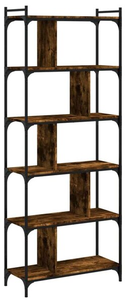 VIDAXL - 6 Polcos Ipari Könyvespolc - Füstölt Tölgy Fa - 76x32x192cm