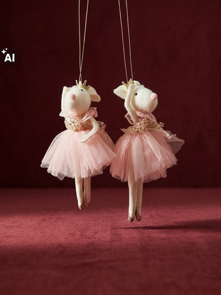 Sinsay - Karácsonyi díszek táncoló egér formában, 2 darabos csomag - pasztellpink