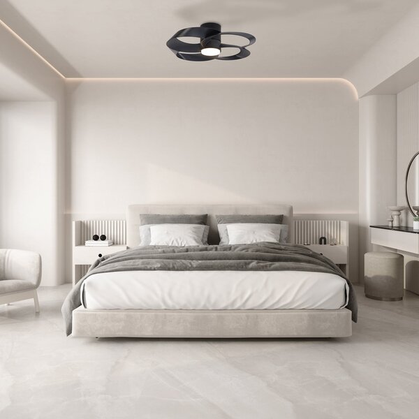 Rose LED mennyezeti ventilátor, fekete, DC, csendes, CCT – Mantra Mantra Iluminación, Rose, dimmable, Fekete, Nappali, Műanyag, Modern