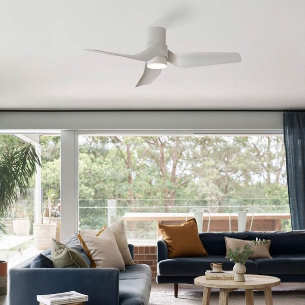 Nautica mennyezeti ventilátor világítással, fehér, csendes – Beacon Beacon Lighting, Nautica, dimmable, Fehér, Nappali, Műanyag, Modern