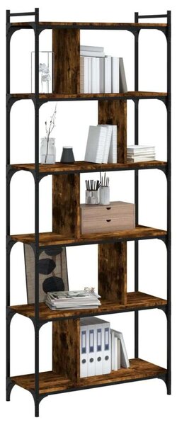 VIDAXL - 6 Polcos Ipari Könyvespolc - Füstölt Tölgy Fa - 76x32x192cm
