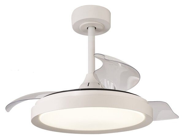 Mistral Mini LED mennyezeti ventilátor, fehér, DC, csendes, CCT – Mantra Mantra Iluminación, Mistral Mini, dimmable, Fehér, Nappali, Műanyag, Modern